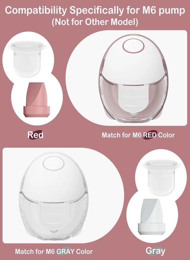 IVARONAL 8PC M6 Breast Pump Replacement Accessories, Including 6pcs Duckbill Valve and 2pcs Diaphragms for Momcozy Mobile Style | M6, Replace for Momcozy Pump Parts, Not Original Parts, 8PC Red - Image 2